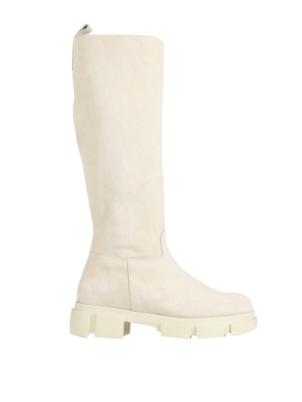 Genuine Suede Cream Knee-High Boots
